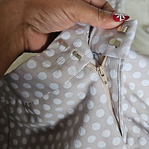 Banana Republic Women's Jacquard Polka Dot Ankle Pants Cream & White Size 2 - Picture 12 of 16